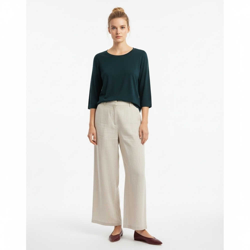 Matty M New Minimalist Soft Capsule Teal Green Bamboo Rayon 3/4 Sleeve Top S